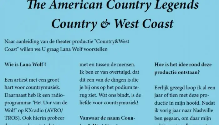 Countrymuziek - Interview B&NL Country - Lana Wolf