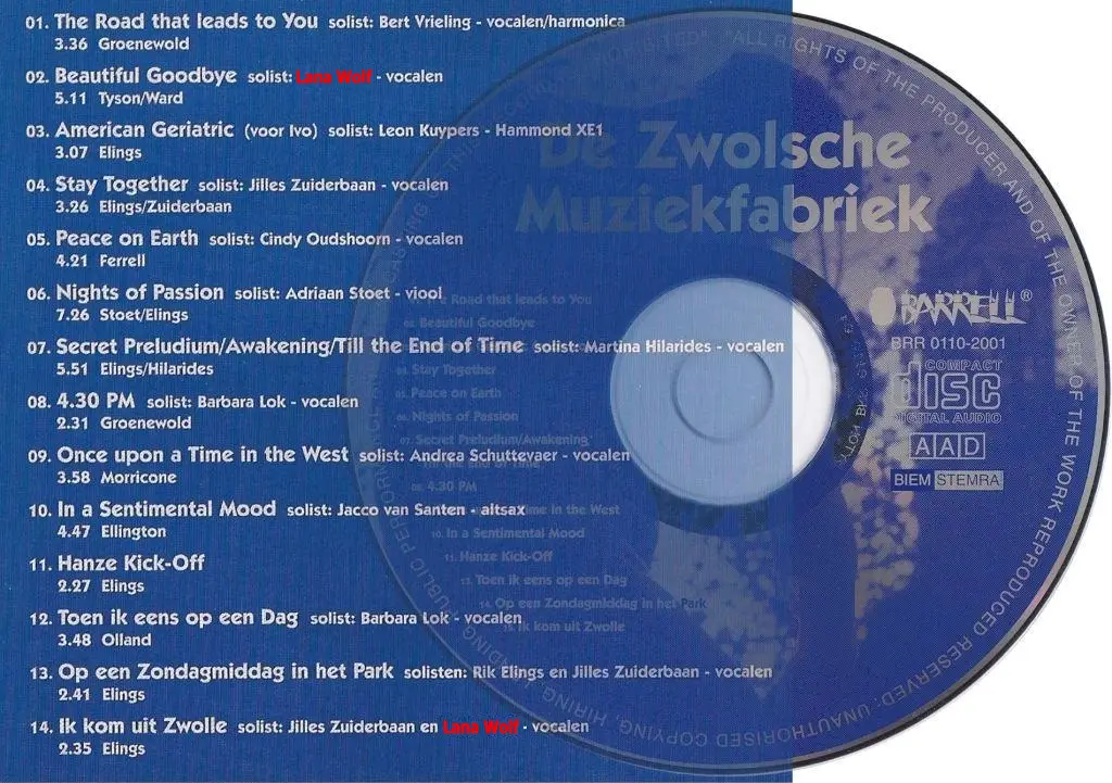 Zwolsche Muziekfabriek Cd Album - De Zwolsche Muziekfabriek - Lana Wolf