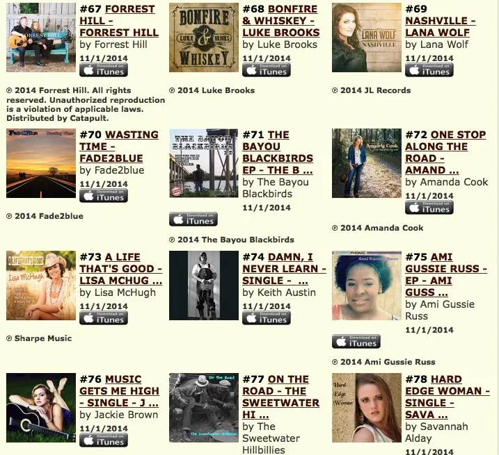 ITunes Country Top 100 - 'Nashville' in the iTunes Country Top 100! - Lana Wolf