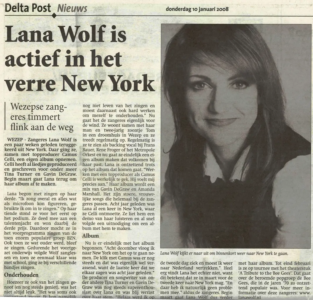 Deltapost 10 Jan 2008 - Something About Lana - in de krant - Lana Wolf