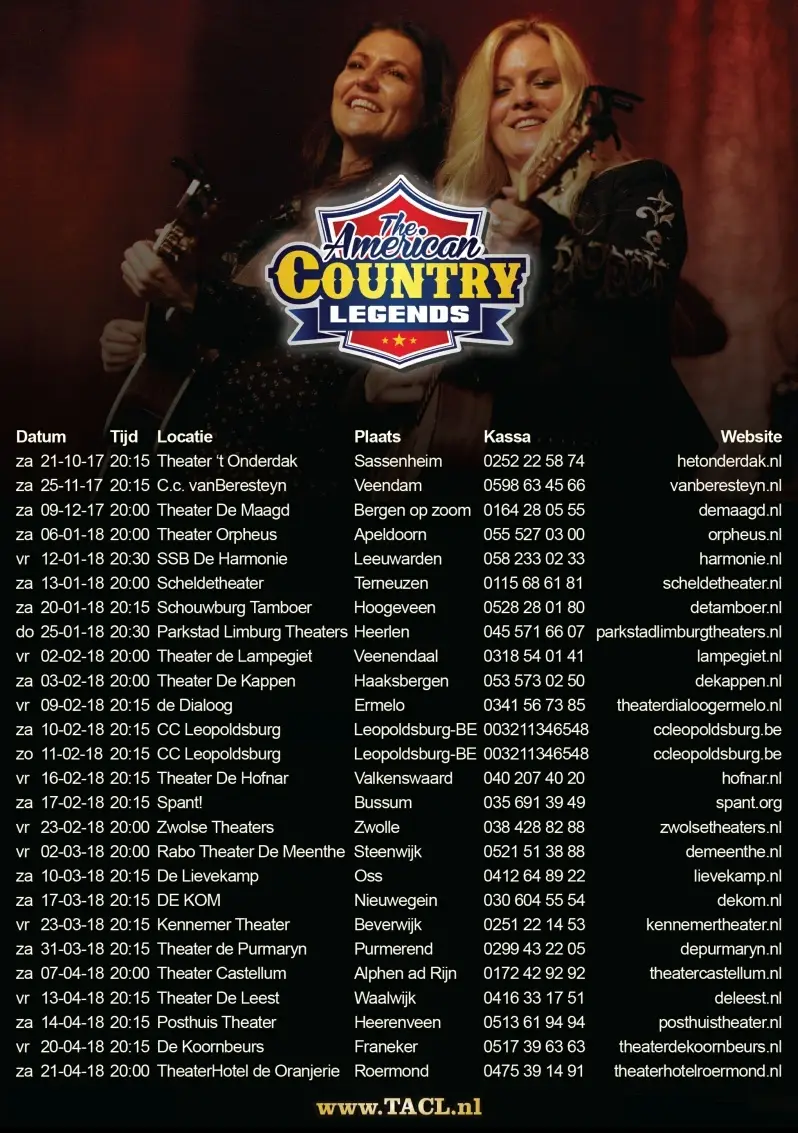 The American Country Legends - Speellijst/ Agenda